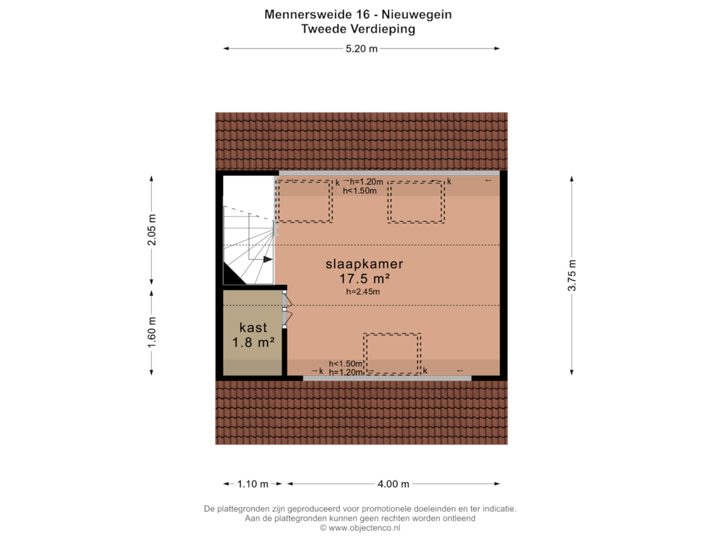 View floorplan of TWEEDE VERDIEPING of Mennersweide 16