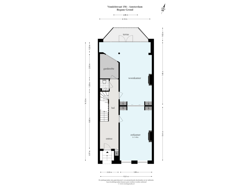 Bekijk plattegrond van Begane Grond van Vondelstraat 156