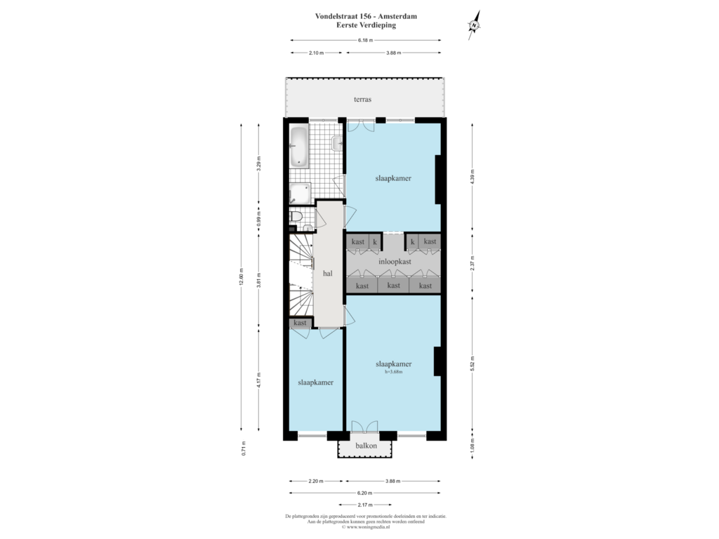 Bekijk plattegrond van Eerste Verdieping van Vondelstraat 156