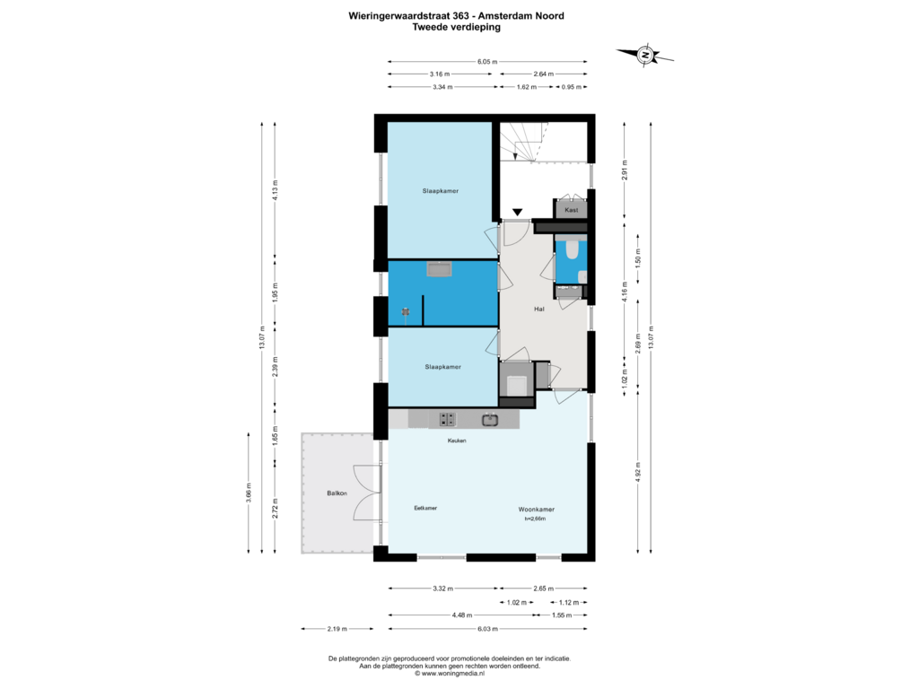 Bekijk plattegrond van Tweede verdieping van Wieringerwaardstraat 363