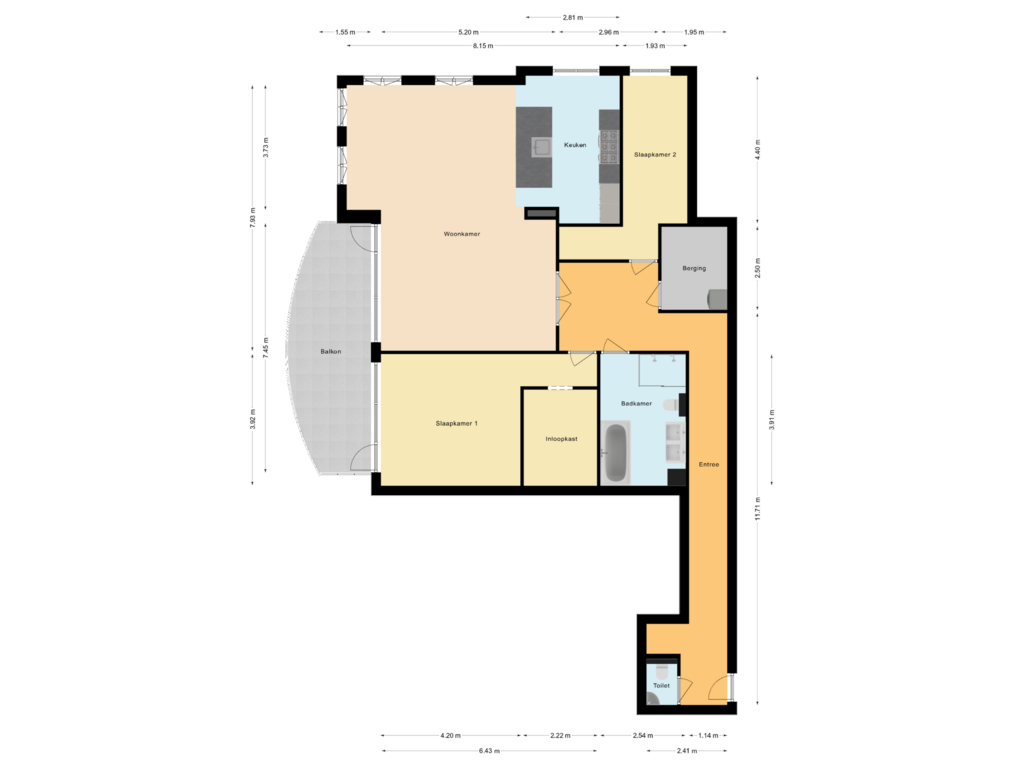 Bekijk plattegrond van Appartement van Bomschuitstraat 5