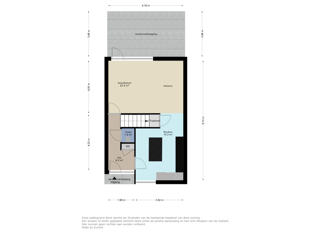 View floorplan of begane grond of Frankenlaan 63