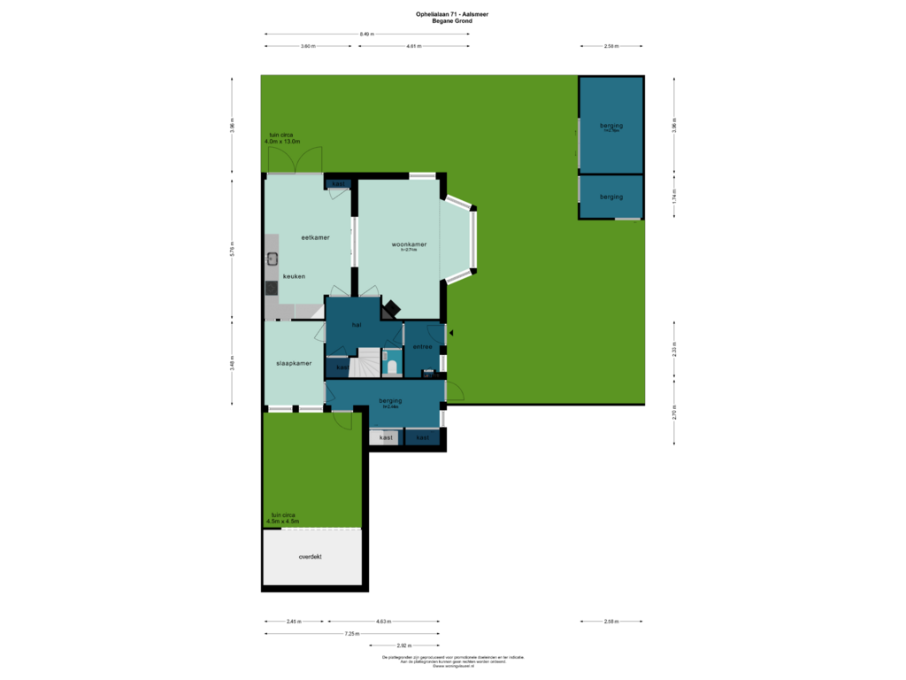 Bekijk plattegrond van BEGANE GROND van Ophelialaan 71