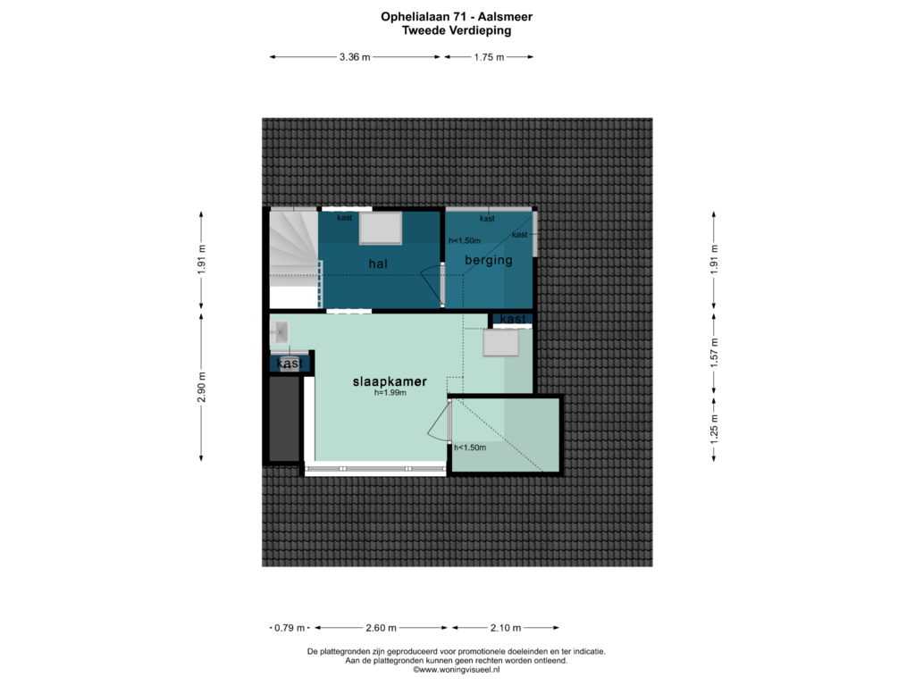 Bekijk plattegrond van TWEEDE VERDIEPING van Ophelialaan 71