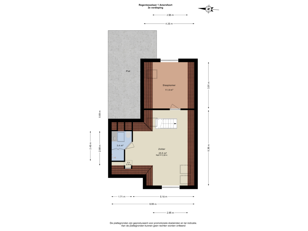 View floorplan of 2e verdieping of Regentesselaan 1