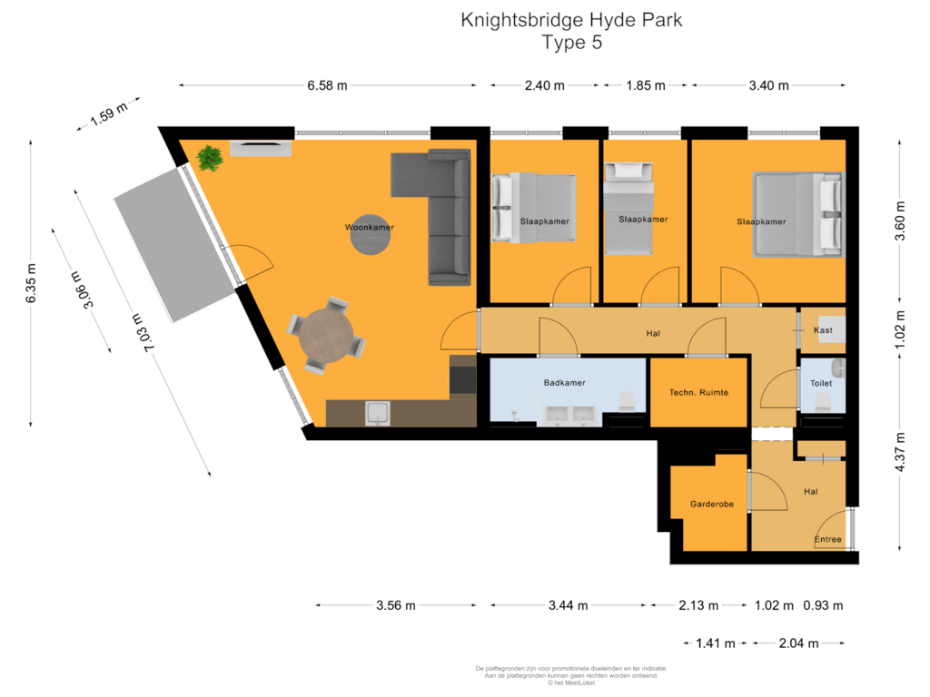 Bekijk plattegrond van Knightsbridge Hyde Park type 5 van Knightsbridge Hyde Park huis 4 type 2