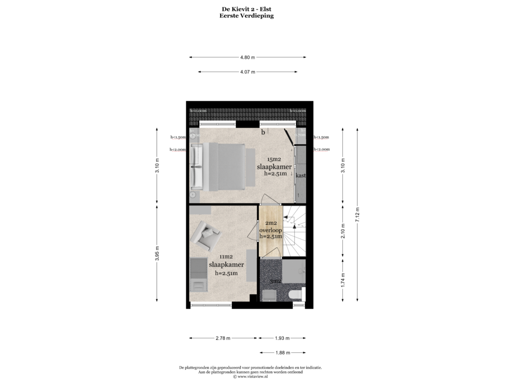 Bekijk plattegrond van EERSTE VERDIEPING van De Kievit 2