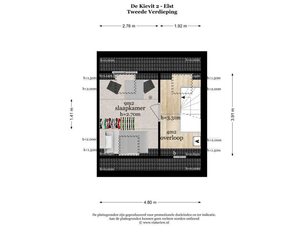 Bekijk plattegrond van TWEEDE VERDIEPING van De Kievit 2