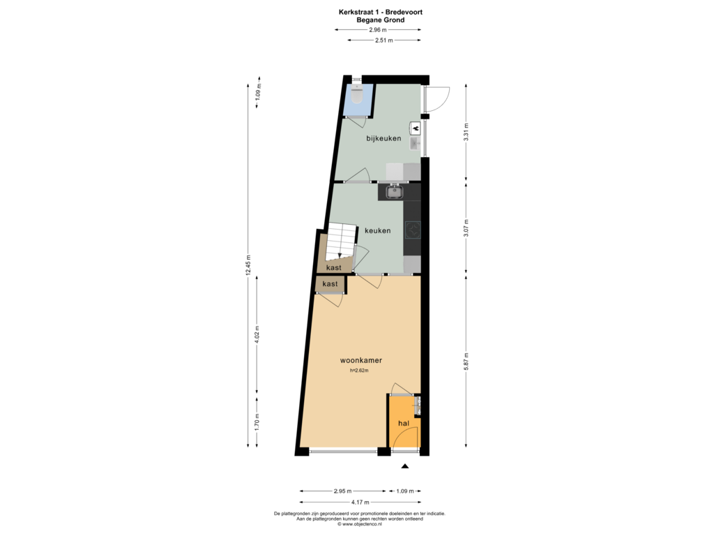 Bekijk plattegrond van BEGANE GROND van Kerkstraat 1