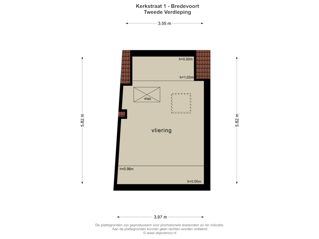 Bekijk plattegrond van TWEEDE VERDIEPING van Kerkstraat 1