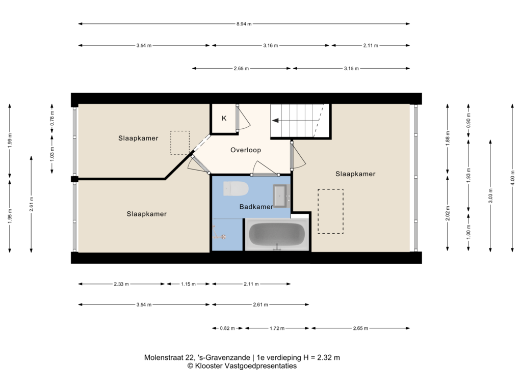 Bekijk plattegrond van 1e verdieping van Molenstraat 22