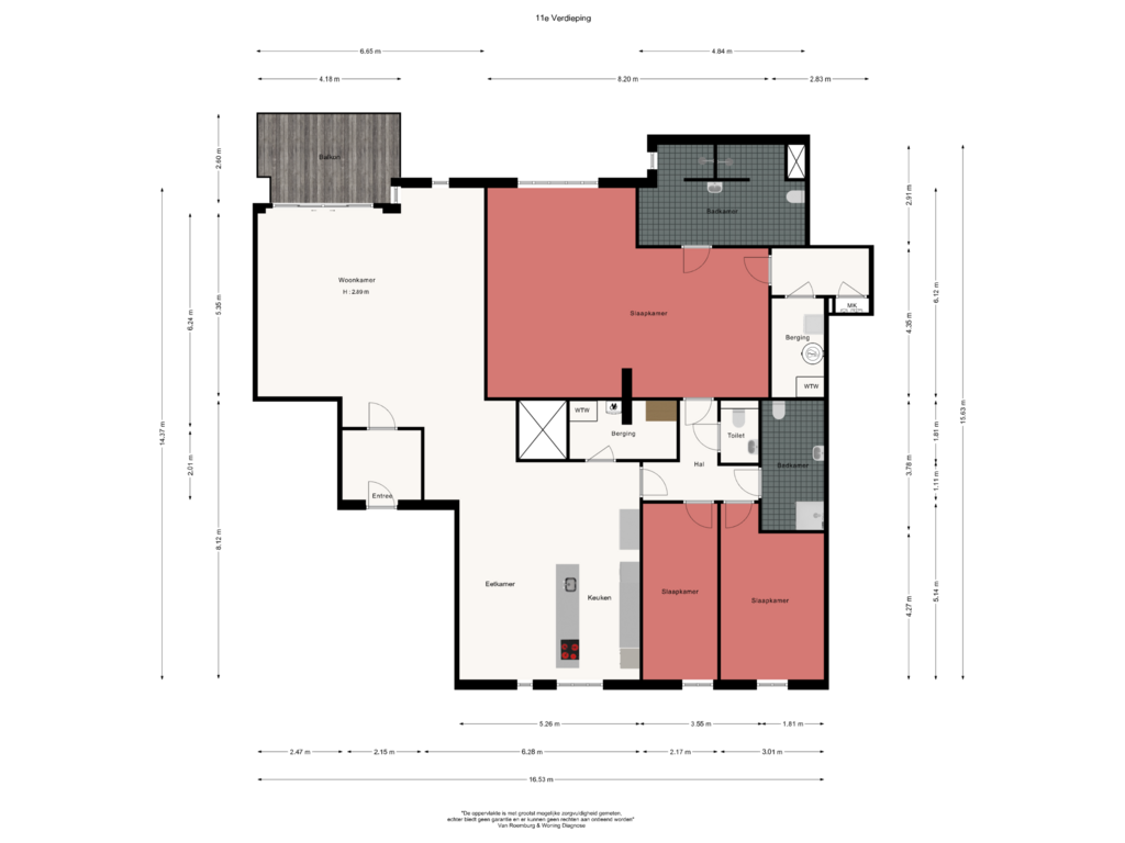 Bekijk plattegrond van 11e Verdieping van Leonard Bernsteinstraat 80-A