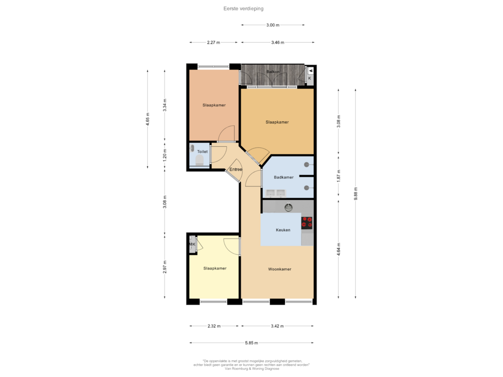 View floorplan of Eerste verdieping of Van Rappardstraat 6-1