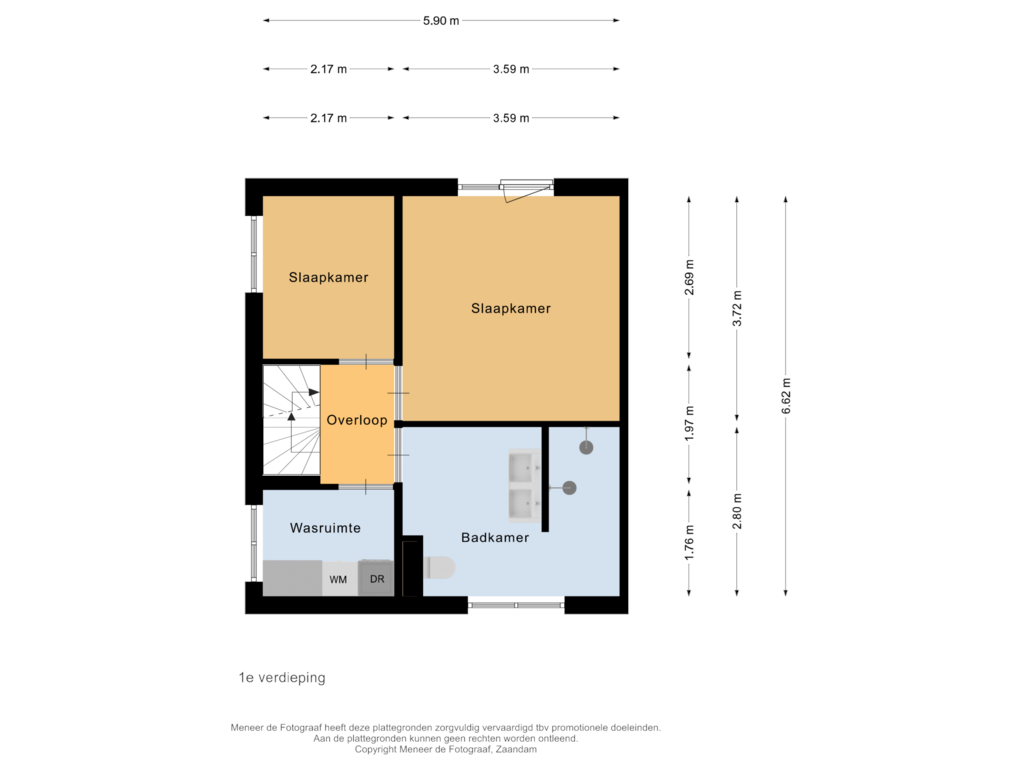 View floorplan of 1e verdieping of Schulpweg 43