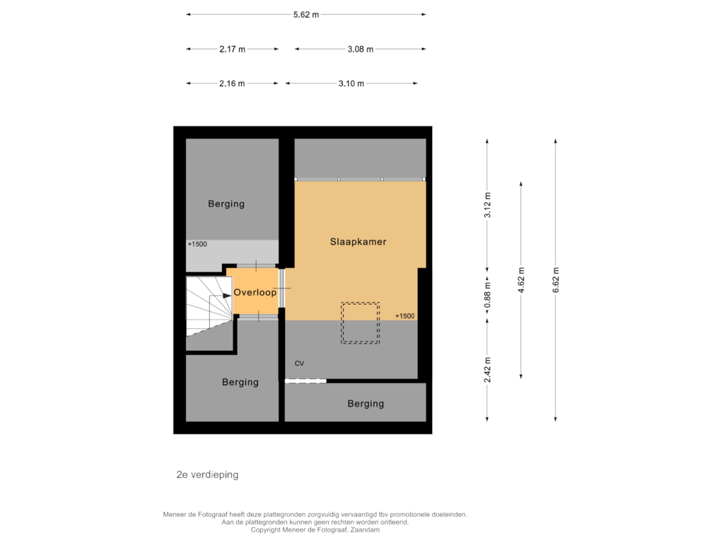 View floorplan of 2e verdieping of Schulpweg 43