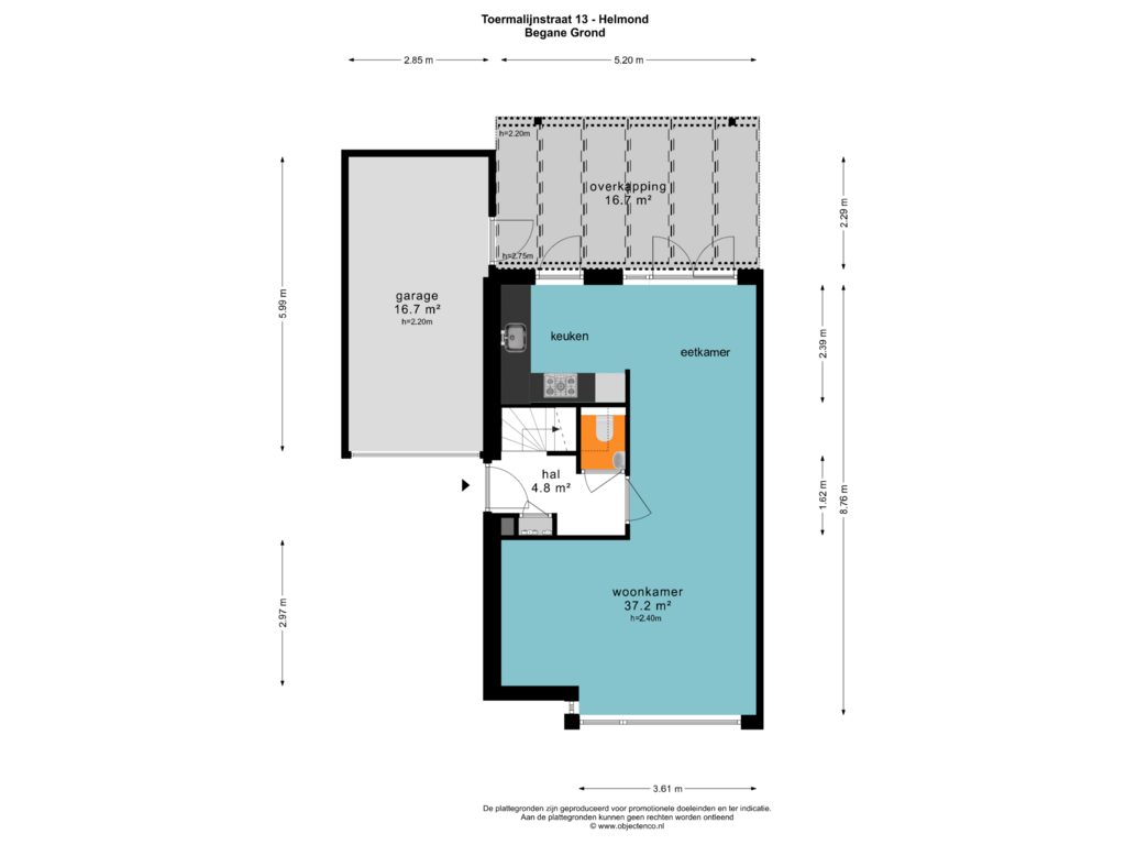 Bekijk plattegrond van BEGANE GROND van Toermalijnstraat 13