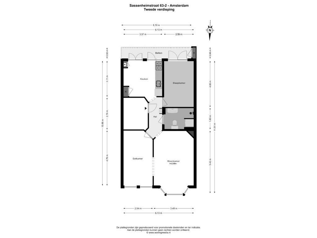 Bekijk plattegrond van 2e_verd van Sassenheimstraat 63-2