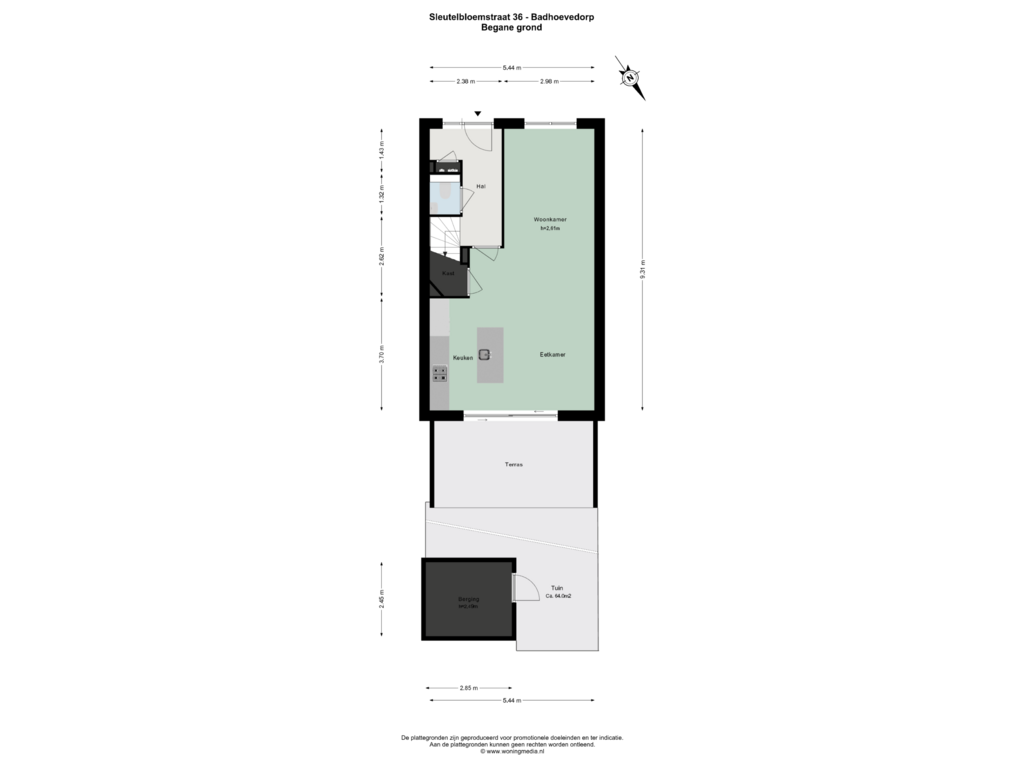 View floorplan of Begane grond of Sleutelbloemstraat 36