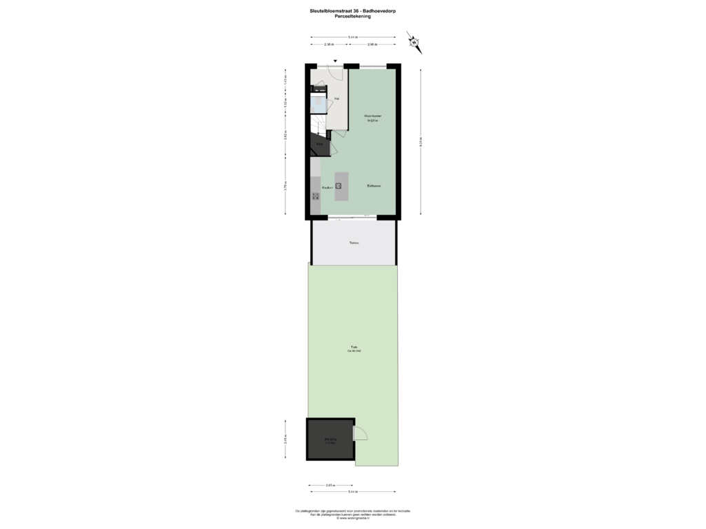 View floorplan of Perceeltekening of Sleutelbloemstraat 36