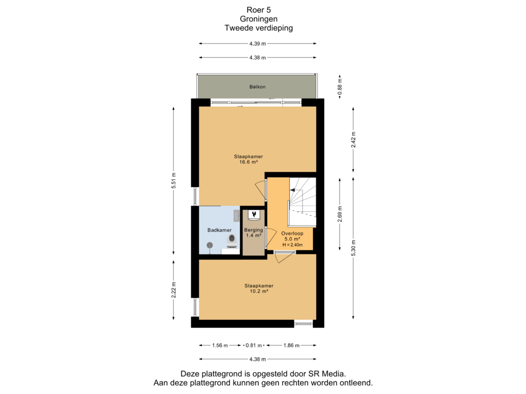 Bekijk plattegrond van Tweede verdieping van Roer 5