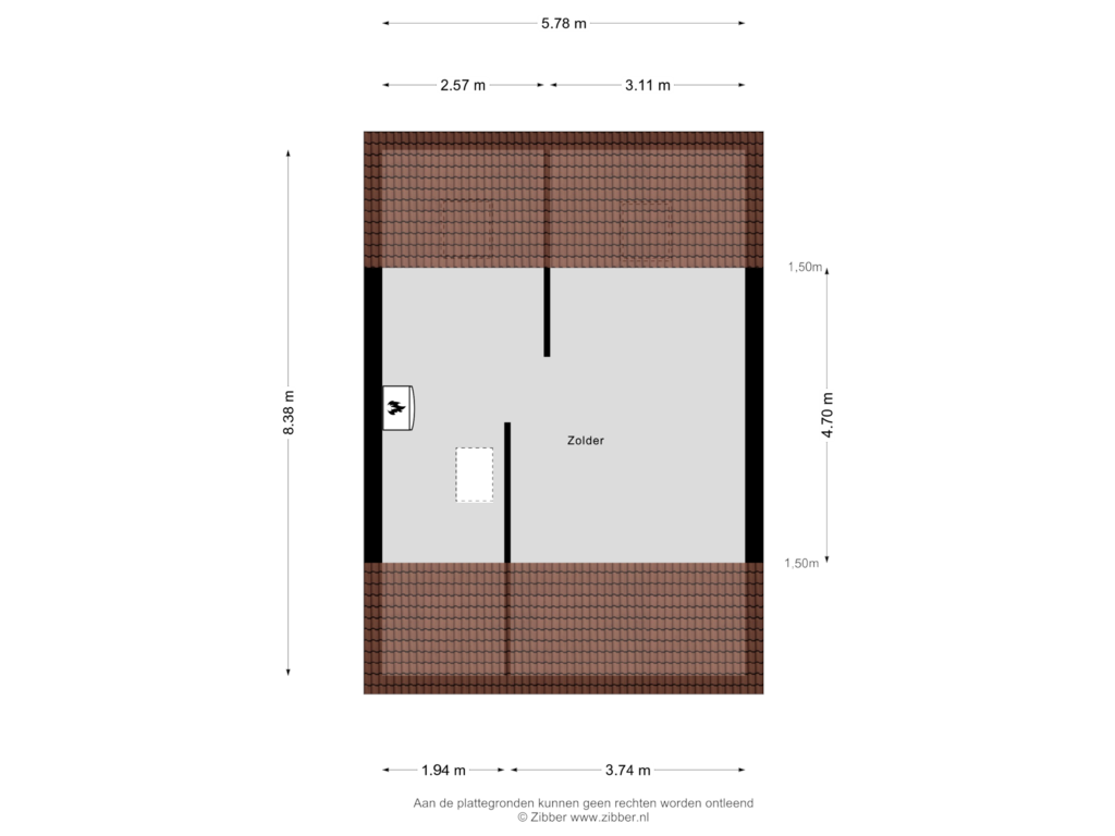 View floorplan of Zolder of Burgemeester Tobbenstraat 10