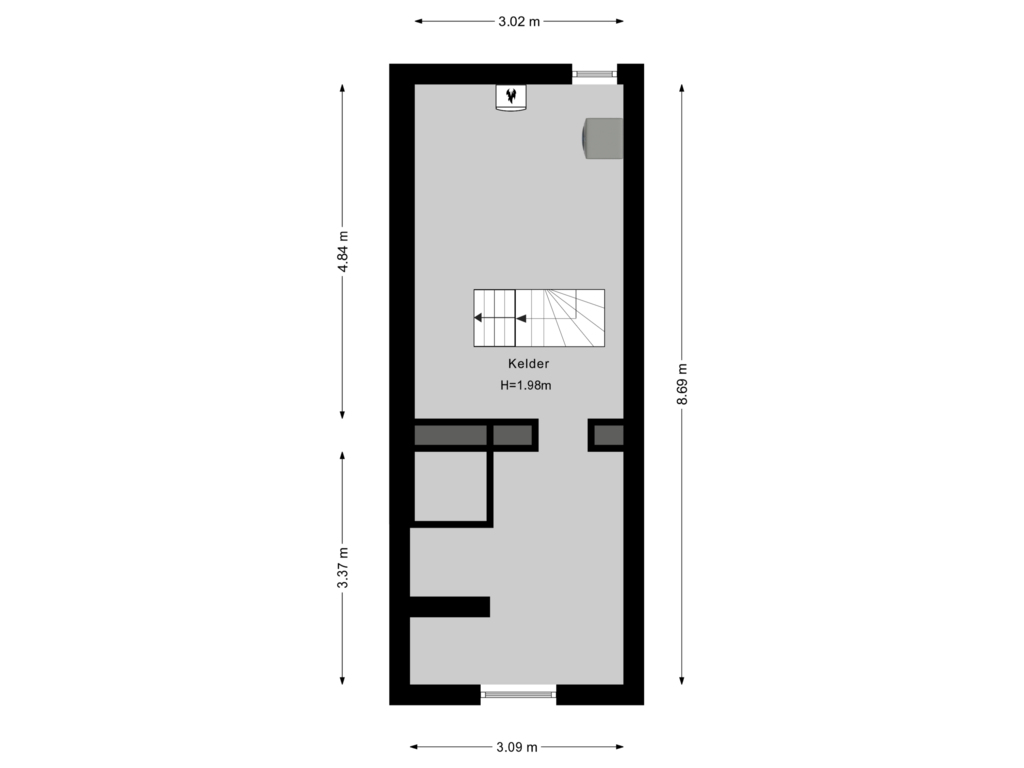 Bekijk plattegrond van Kelder van Parkweg 32