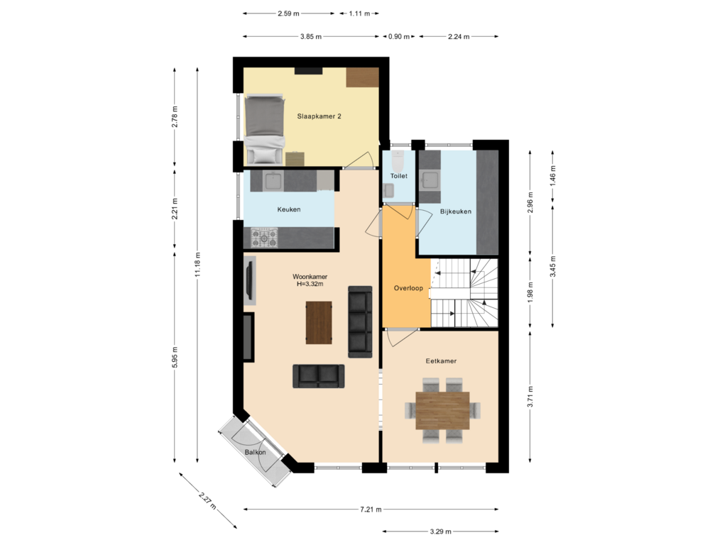 Bekijk plattegrond van Eerste Verdieping van Parkweg 32