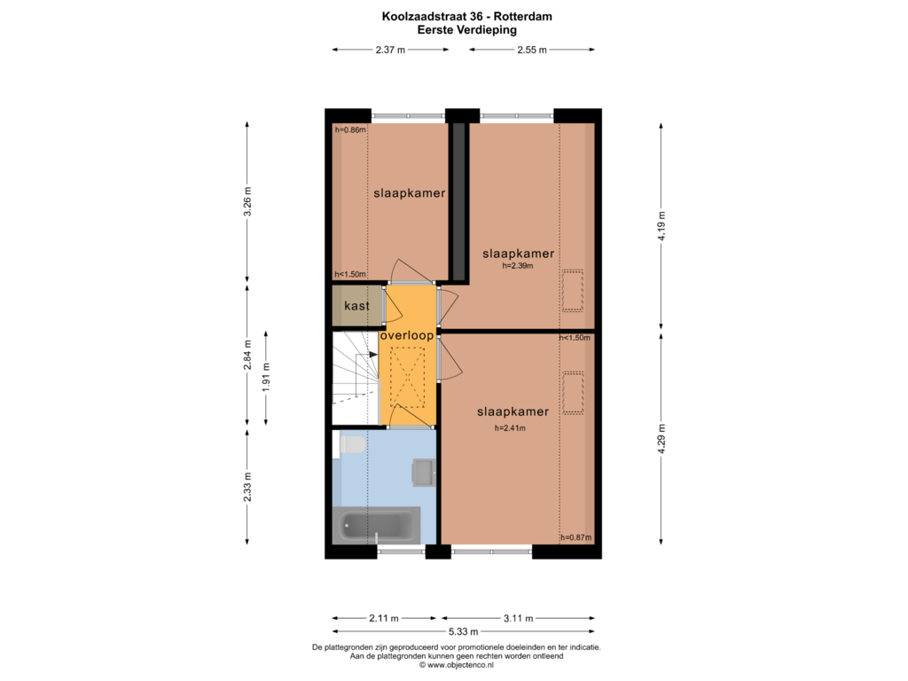 Bekijk plattegrond van EERSTE VERDIEPING van Koolzaadstraat 36