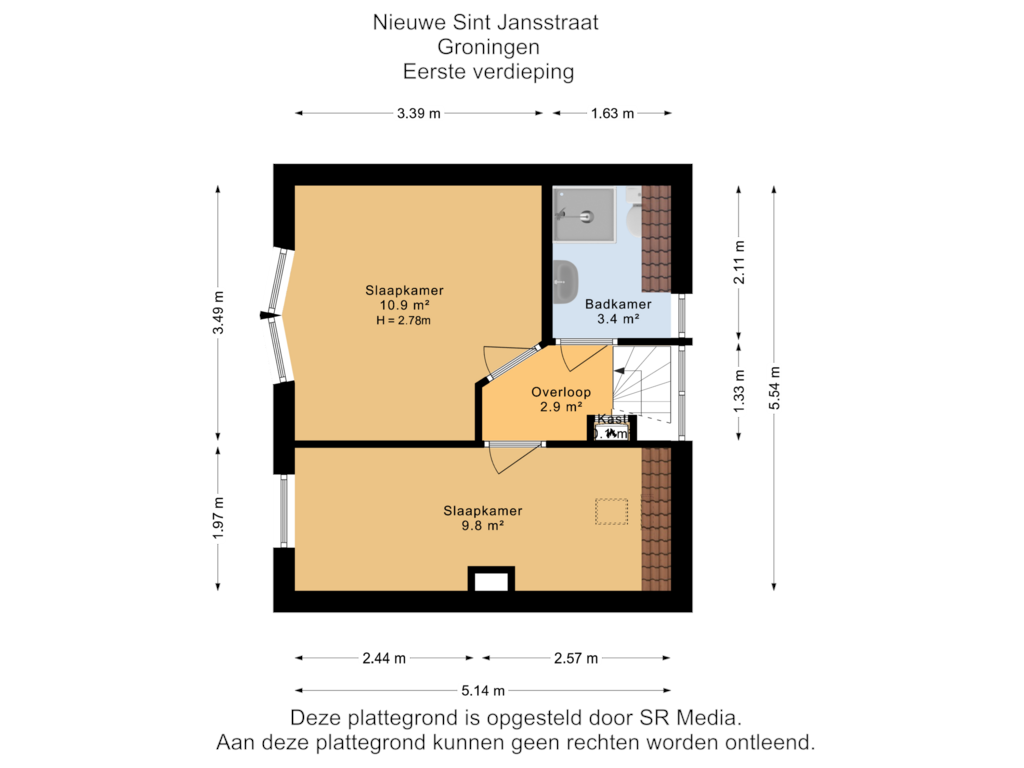 Bekijk plattegrond van Eerste verdieping van Nieuwe Sint Jansstraat 6