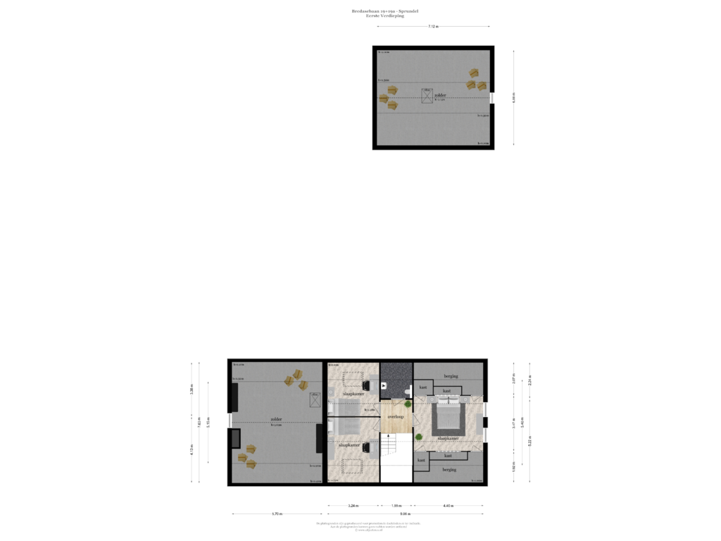 View floorplan of EERSTE VERDIEPING of Bredasebaan 19