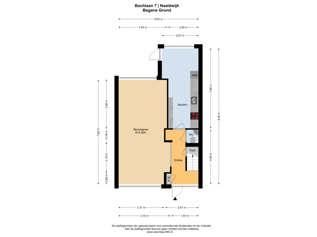 Bekijk plattegrond van Begane Grond van Bachlaan 7