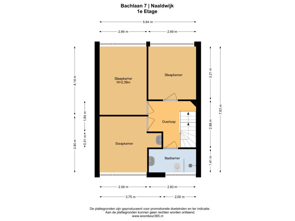 Bekijk plattegrond van 1e Etage van Bachlaan 7