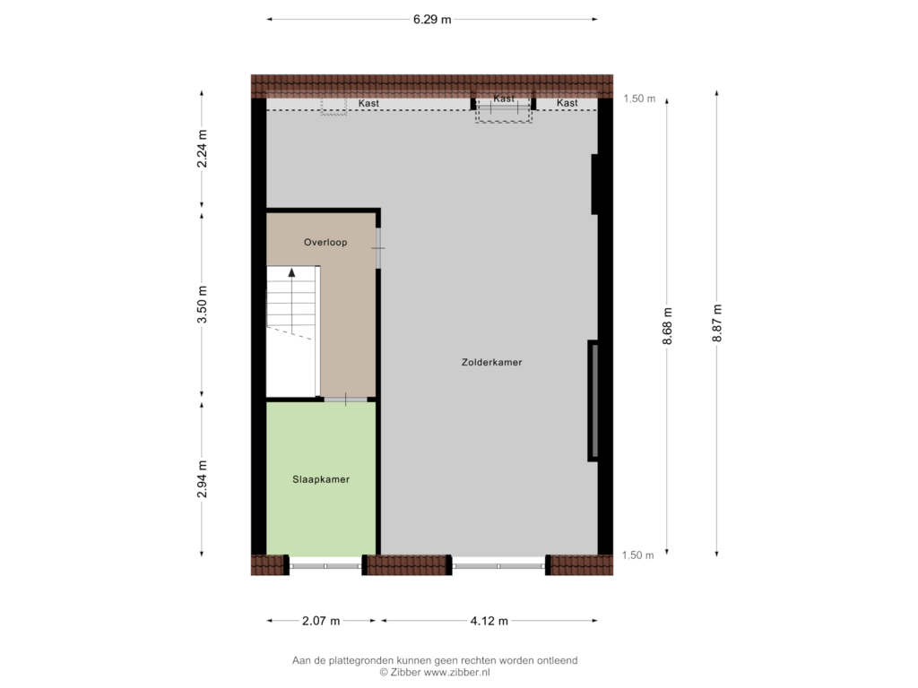 View floorplan of Tweede verdieping of Burg. de Hesselleplein 30