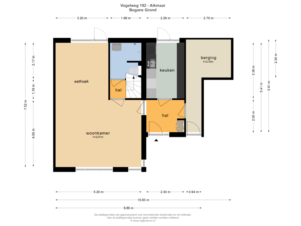 View floorplan of BEGANE GROND of Vogelweg 192