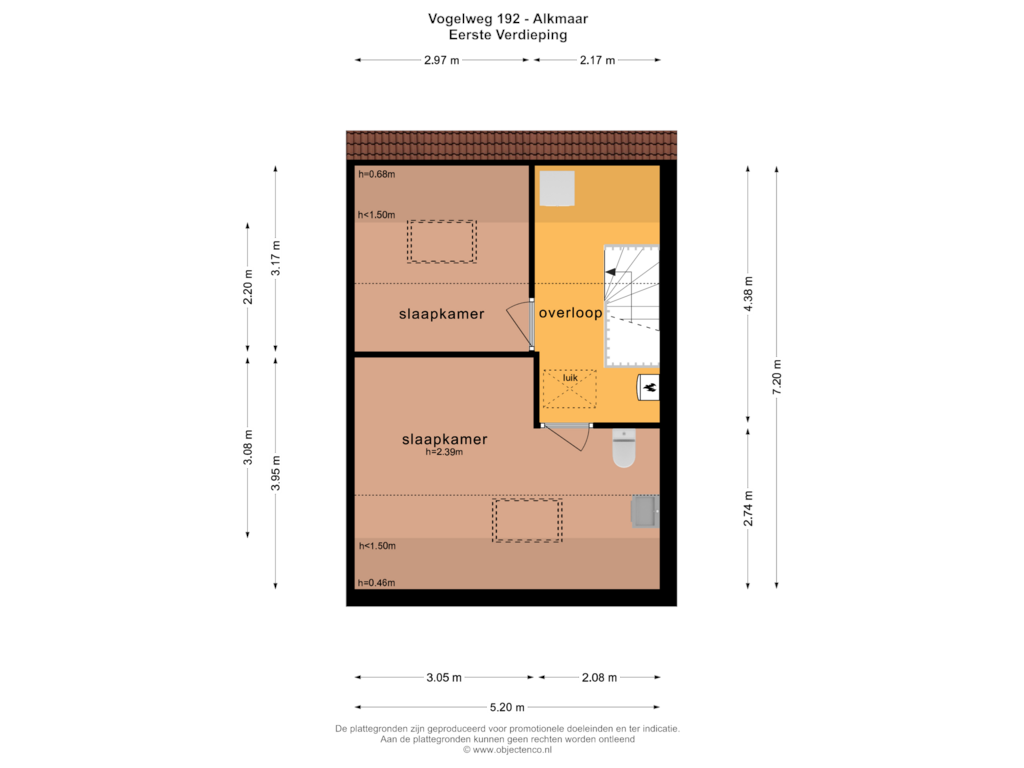 View floorplan of EERSTE VERDIEPING of Vogelweg 192