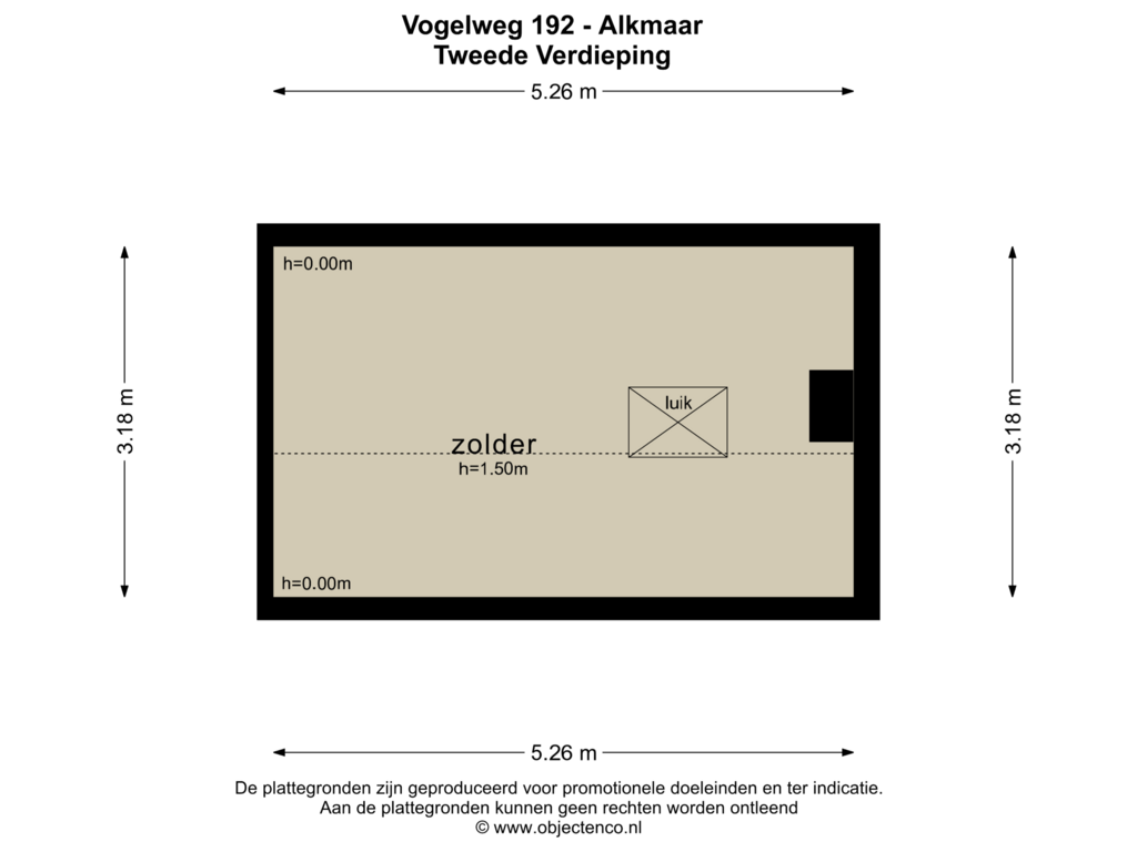 View floorplan of TWEEDE VERDIEPING of Vogelweg 192