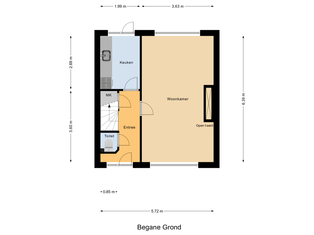 Bekijk plattegrond van Begane Grond van Orchideestraat 26