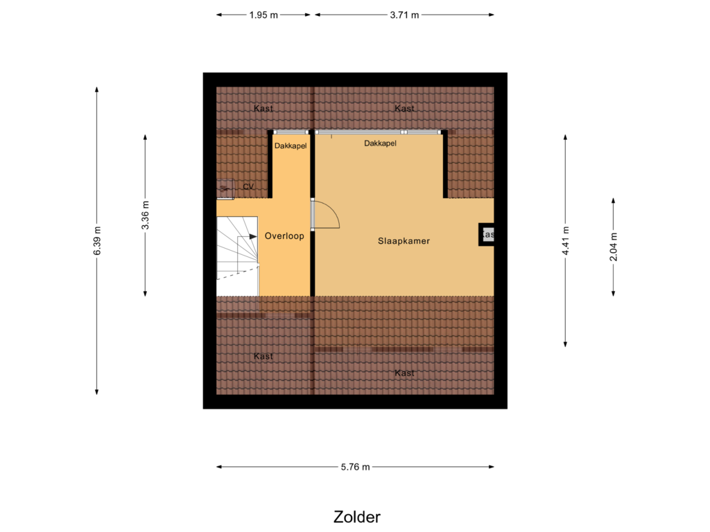 Bekijk plattegrond van Zolder van Orchideestraat 26