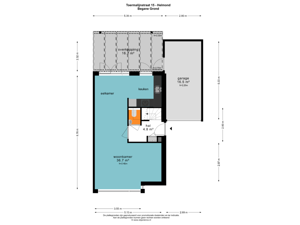 Bekijk plattegrond van BEGANE GROND van Toermalijnstraat 15