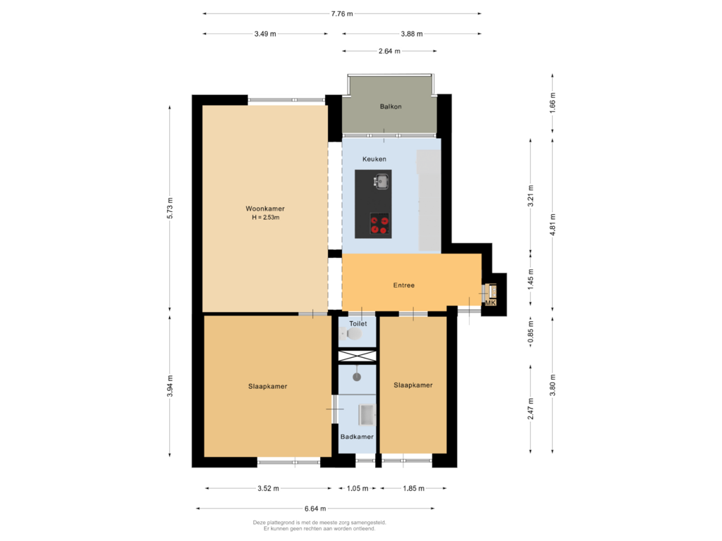 Bekijk plattegrond van Appartement van Verhagenstraat 18