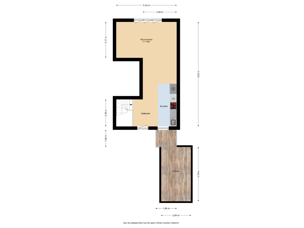 View floorplan of 1e verdieping of Jan de Bakkerstraat 21-G