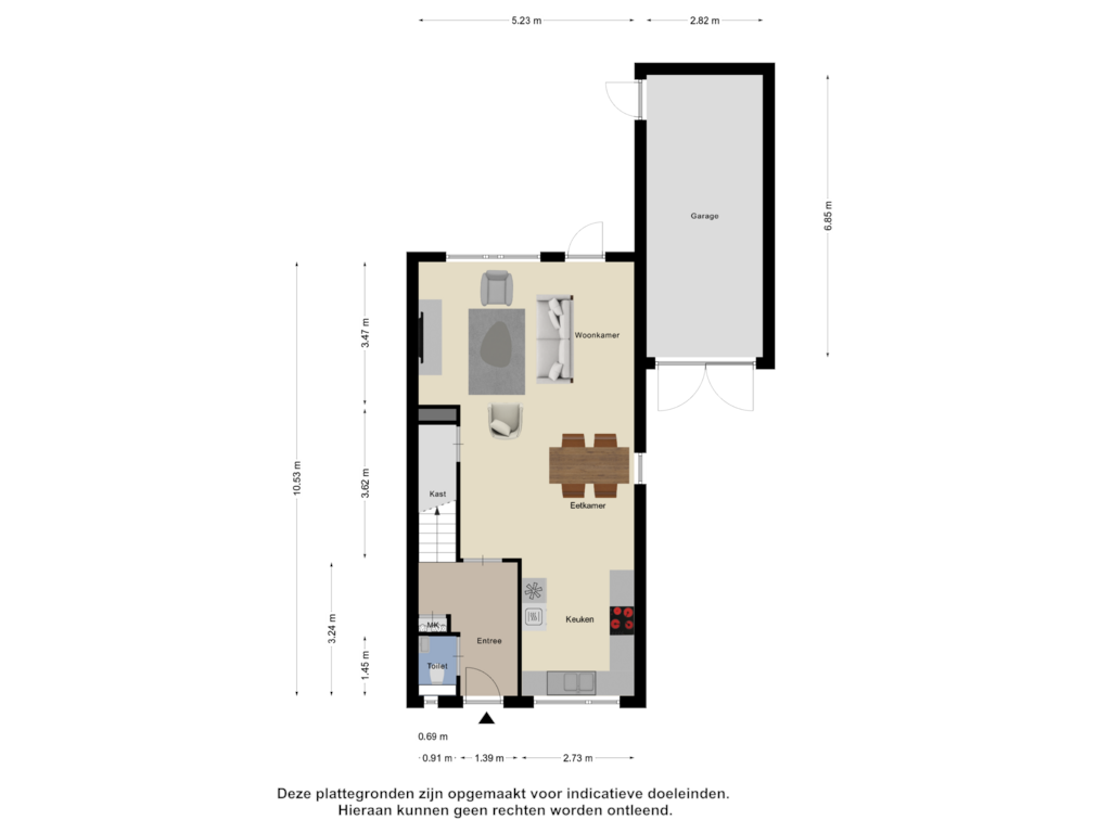 Bekijk plattegrond van Begane Grond van Veerstraat 4-B