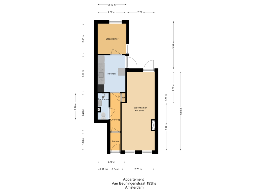 Bekijk plattegrond van Appartement van Van Beuningenstraat 193-H