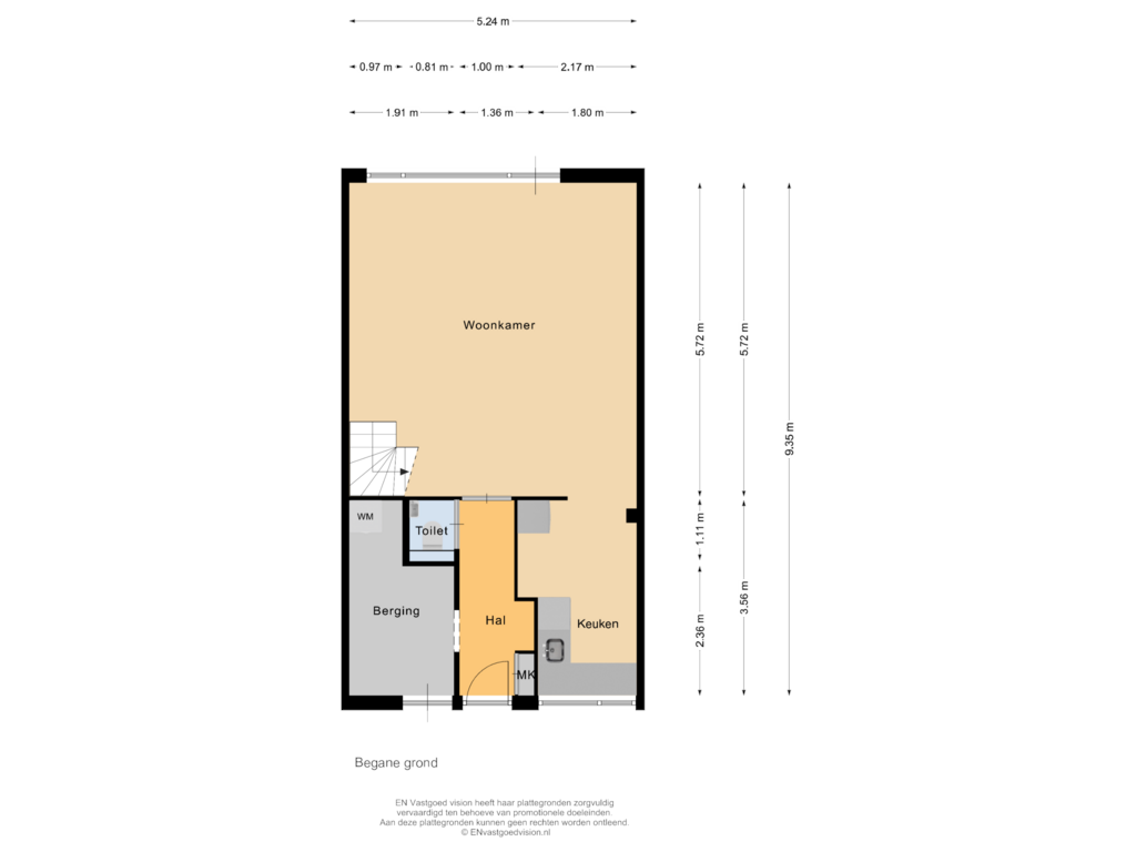 View floorplan of Begane grond of Plutostraat 22