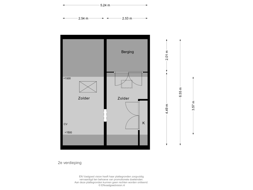 View floorplan of 2e verdieping of Plutostraat 22