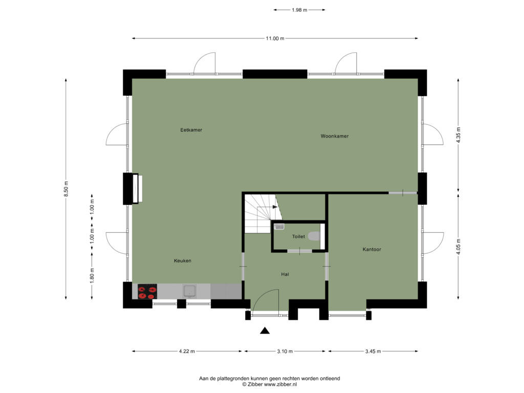 View floorplan of Begane grond of Villa 1 (Bouwnr. 7)