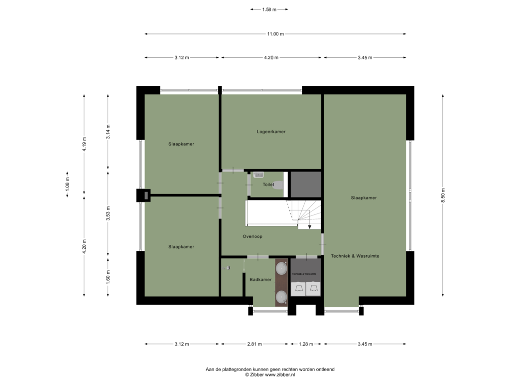 View floorplan of Eerste Verdieping of Villa 1 (Bouwnr. 7)