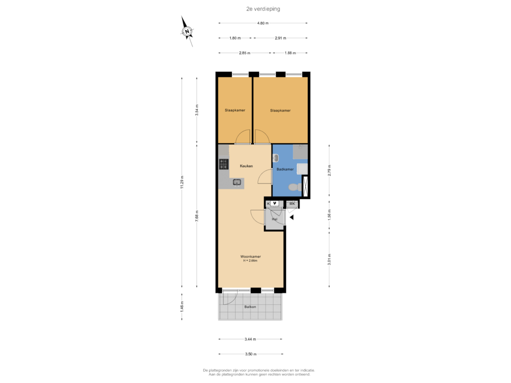 Bekijk plattegrond van 2e verdieping van J.G. Waltherhof 21