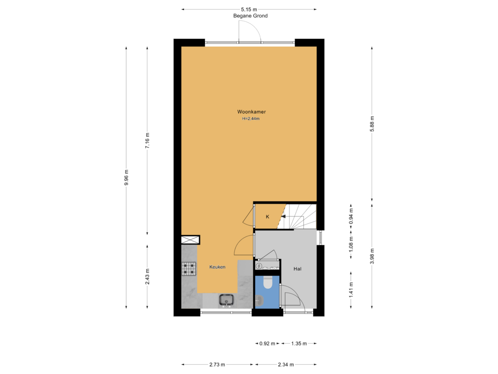 Bekijk plattegrond van Begane  Grond van Catsstraat 31