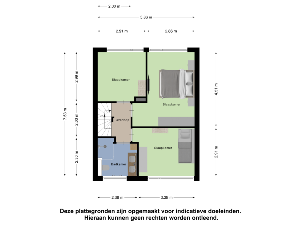 View floorplan of Eerste Verdieping of Polderlaan 50